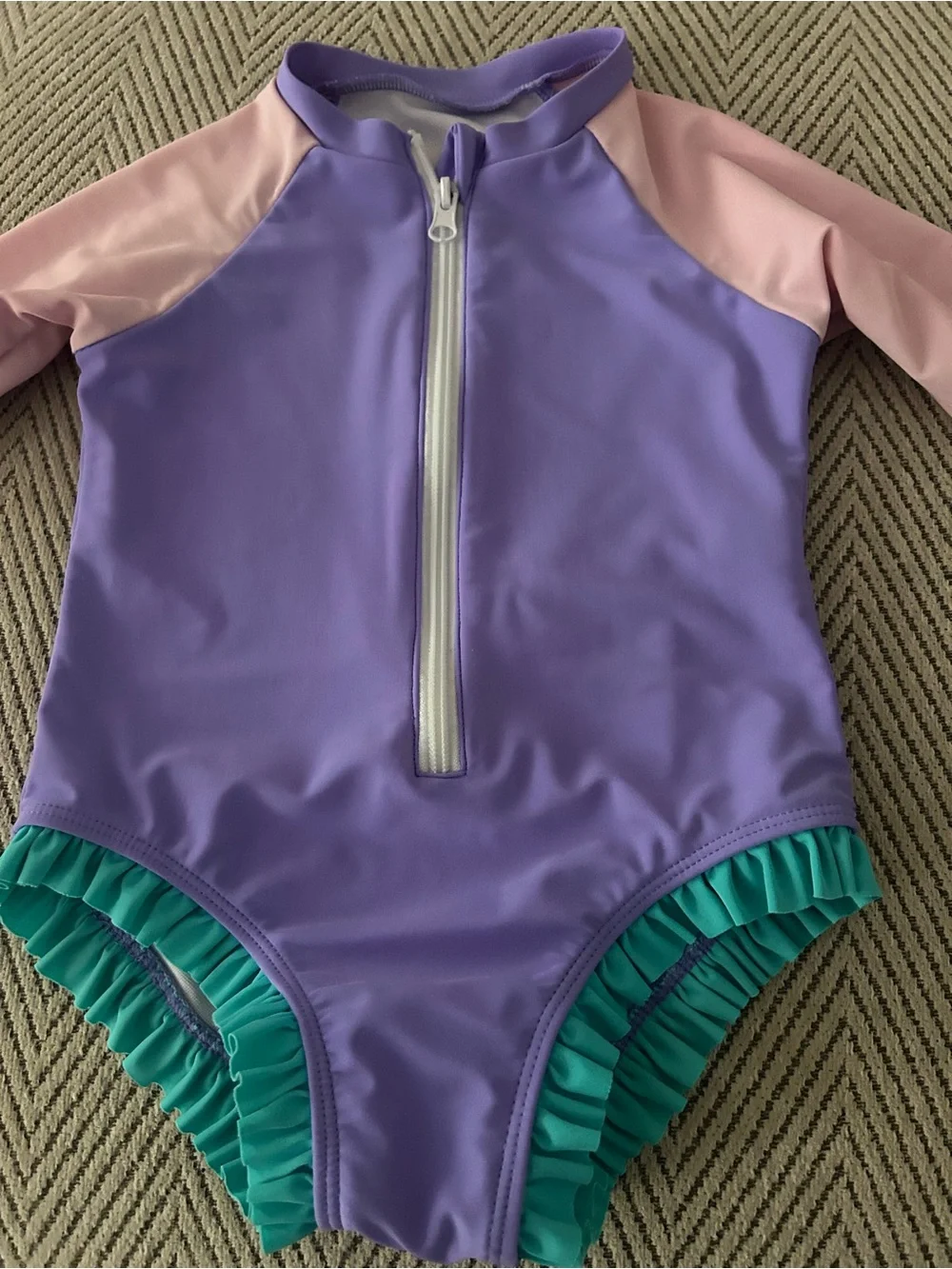 Source Unknown Purple, Pink & Teal Long-Sleeve One-Piece Swimsuit
